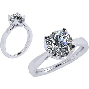NANA Jewels 2.00ct-3.00ct Simulated Diamond Zirconia Engagement Ring Round Cut Heart & Soul Solitaire Sterling Silver