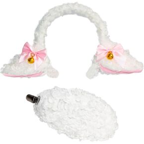 Sheep Ears and Tail Set- Lamb Headband and Tail Costume Set- Sheep Cosplay Accessories