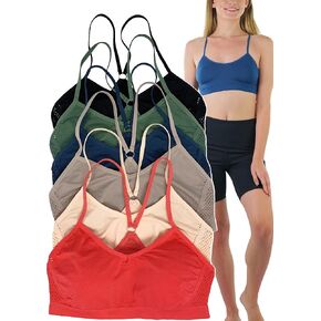 ToBeInStyle Women's Pack of 6 Elongated Non-Padded Sports Cami Bras