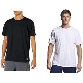 Russell Athletic mens Performance Cotton Short Sleeve T-Shirt, Black/White, 3XL