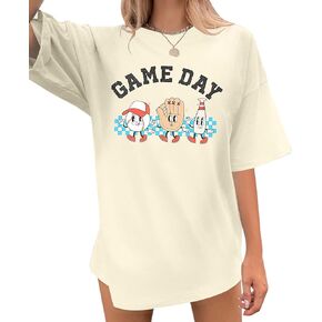 MOUSYA Baseball Mom Shirt Women Oversized Baseball Shirts Gameday Baseball Casual Short Sleeve Shirts