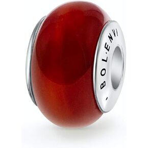 Bolenvi Real Chakra ones Healing Murano Cryals 925 erling Silver Pendant Charm Bead For Pandora & Similar Charm Bracelets or Necklaces (Red Jasper)