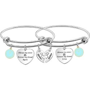 2 PCS Matching Bracelets for Best Friends Best Sister Gifts for Women Friendship Gifts Bracelets Jewelry for Birthday Christmas Wedding Bridal Shower Gifts