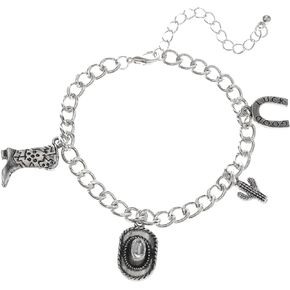 Cowgirl Jewelry Cowgirl Boot Hat Cactus horseshoe Bracelet Multilayer Leather Western Charm Gift for Women Farm Girl Country Girl