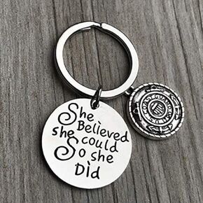 US Coast Guard She Believed She Could So She Did Keychain, Inspirational Military Key Rings Gift for Navy Daughter, Wife, Mom, Sister or Niece