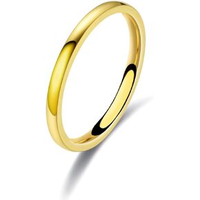 LAOYOU 1.5mm Plain Wedding Band Ring - Stainless Steel Basic Thin Classical Stackable Ring for Women, Women’s Simple Dainty Hypoallergenic Non-Tarnished Ring Gold/Rose Gold/Silver Color