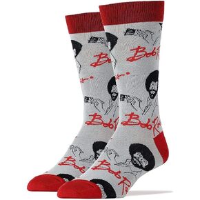 Oooh Yeah Men's Novelty Crew Socks, Exclusive Funny Socks for Bob Ross, Christmas Socks, Dress Cotton Socks, It's Bob Ross, One Size