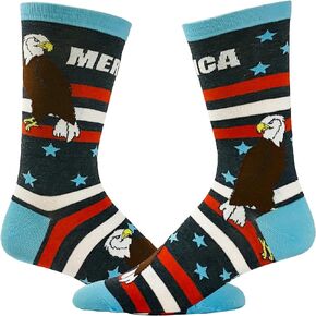 Crazy Dog T-Shirts Men's Merica Socks Funny 4th Of July Independence Day USA Eagle Novelty Footwear