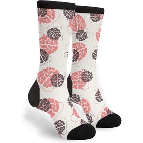 FWSXIVN Anatomy Brain Usb Plug Casual Cool 3D Printed Crazy Funny Colorful Fancy Novelty Graphic Crew Tube Socks, Black and White, One Size