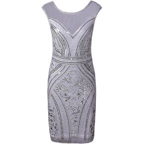 Vijiv 1920s Short Prom Dresses V Neck Inspired Sequins Cocktail Flapper Dress