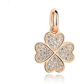 ABAOLA Rose Gold Plating Heart Charm 925 Sterling Silver Lucky Green Clover Bead fit for Fashion Charms Bracelet & Necklace