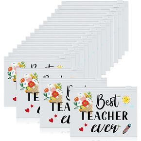 Cunno 60 Pcs Teacher Appreciation Gifts Bulk Small Teacher Survival Kit Bag Waterproof Makeup Pouch Cosmetic Pencil Bag Thank You Gifts for Women Best Teacher Graduation Gifts(Teacher Survival Kit)