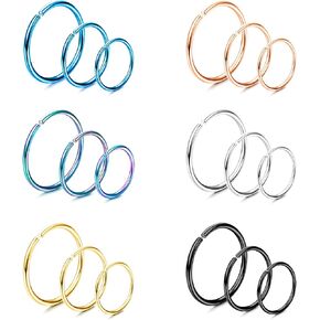 18 قطعة من LOYALLOOK G23 حلقة الأنف من التيتانيوم للنساء والرجال هيليكس تراغوس الشفاه الحاجز الدائري الغضروف القرط هوب ثقب المجوهرات 18/20 جرام in Kuwait