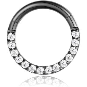Double Open Stack Cz Septum Rings 16g 18g 316 Stainless Steel Daith Piercing Jewelry Hinged Clicker Rook Snug Tragus Cartilage Hoop Earring 8mm 10mm