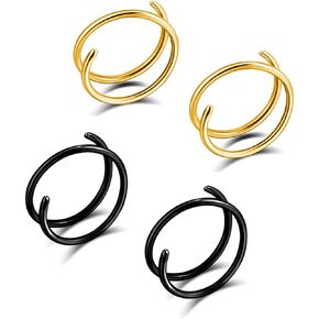 YCL&TXL Double Hoop Nose Ring for Women Surgical Steel Spiral Nose Ring Hoop for Women Nose Piercing Jewelry 8mm
