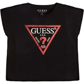 GUESS Girls' Big Foil Print Logo Organic Stretch Jersey Short Sleeve T-Shirt
