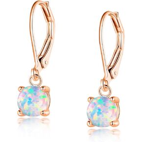 Opal Leverback Earrings for Women 18K White/Yellow/Rose Gold Plated Gemstone Dangle Ear Hypopallergenic Jewelry Gifts