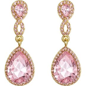 EVER FAITH Women's Rhinestone Crystal Elegant Wedding 8-Shaped Teardrop Pierced Dangle Earrings Clear