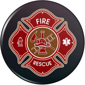 Firefighter Fire Rescue Maltese Cross Pinback Button Pin Badge