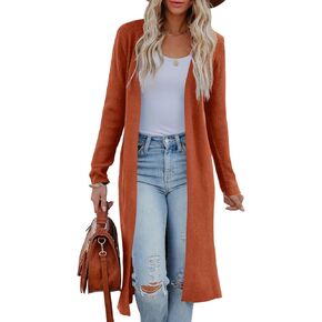 Womens Long Cardigans Open Front Maxi Cardigan Sweaters Casual 2023 Fall Side Slit Knitted Sweater Coat