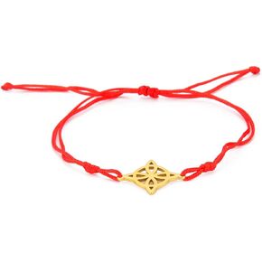 EUEAVAN Celtic Knot Witch Knot Waxed Wire Bracelet Couple Openwork Round Four Petal Leaf Bracelet Protection Amulet Four Corners Pagan Lucky Pendant Jewelry