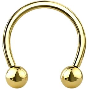 18-00GA PVD Plated G23 Implant Grade Titanium Internally Threaded Ball Ends Circular Horseshoe Barbell