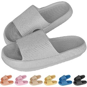Cloud Slippers for Women and Men, Non Slip Quick Drying Shower Slides Bathroom Sandals, Pillow Slippers Extremely Comfy with Thick Sole