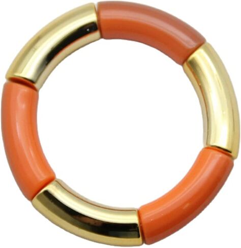 Handmade Colorful Acrylic Chunky Geometric Bamboo Tube Stretchable Elastic Link Chain Bangles Bracelet Punk Candy Color Adjustable Jewelry for Women Girls in Saudi Arabia