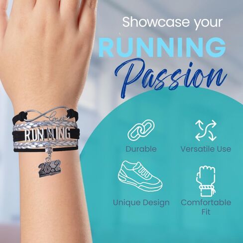 Infinity Collection Running Gifts- Runner Bracelet, Running Jewelry, Adjustable Running Charm Bracelet- Perfect Cross Country, Track, Marathon Gifts … in Saudi Arabia