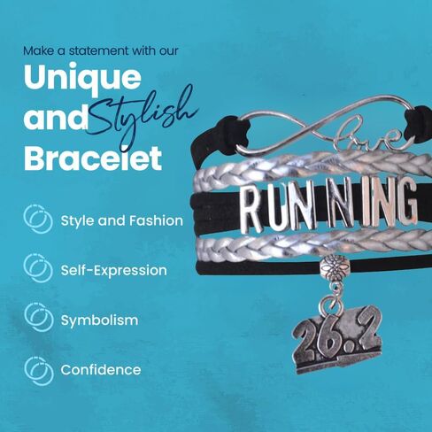 Infinity Collection Running Gifts- Runner Bracelet, Running Jewelry, Adjustable Running Charm Bracelet- Perfect Cross Country, Track, Marathon Gifts … in Saudi Arabia