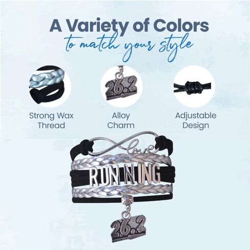 Infinity Collection Running Gifts- Runner Bracelet, Running Jewelry, Adjustable Running Charm Bracelet- Perfect Cross Country, Track, Marathon Gifts … in Saudi Arabia