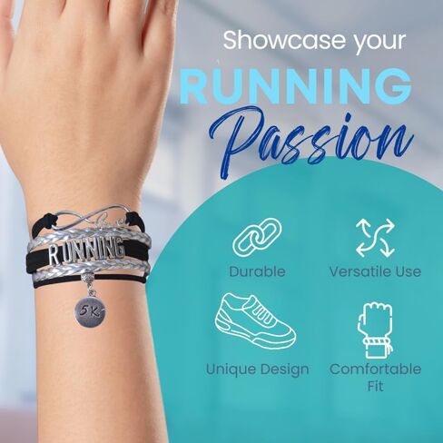 Infinity Collection Running Gifts- Runner Bracelet, Running Jewelry, Adjustable Running Charm Bracelet- Perfect Cross Country, Track, Marathon Gifts … in Saudi Arabia