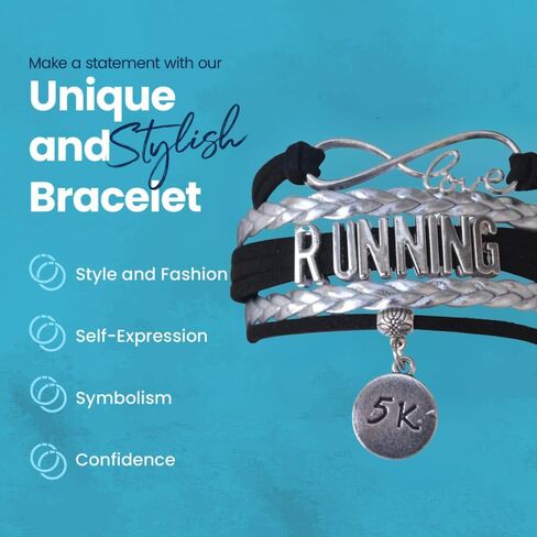 Infinity Collection Running Gifts- Runner Bracelet, Running Jewelry, Adjustable Running Charm Bracelet- Perfect Cross Country, Track, Marathon Gifts … in Saudi Arabia