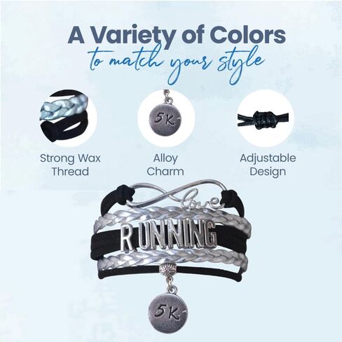 Infinity Collection Running Gifts- Runner Bracelet, Running Jewelry, Adjustable Running Charm Bracelet- Perfect Cross Country, Track, Marathon Gifts … in Saudi Arabia