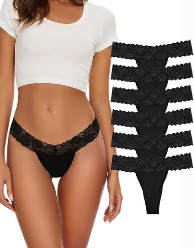 Sunm Boutique Black Thongs Women's Lace Thongs Sexy Thongs for Women Low Waist Sexy Stretchy Panties in Kuwait