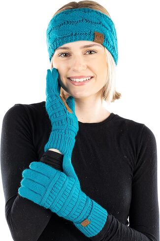 Funky Junque Matching Set Winter Headwrap Ear Warmer Headband Texting Gloves Bundle in Saudi Arabia