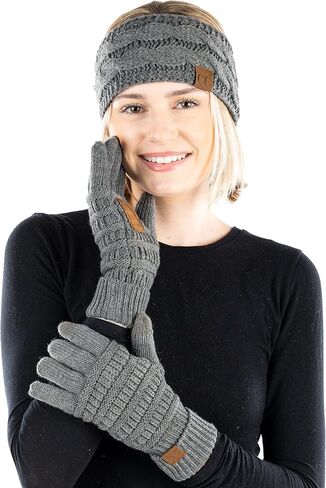 Funky Junque Matching Set Winter Headwrap Ear Warmer Headband Texting Gloves Bundle in Saudi Arabia