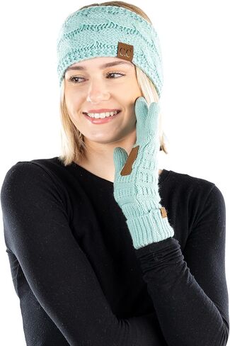 Funky Junque Matching Set Winter Headwrap Ear Warmer Headband Texting Gloves Bundle in Saudi Arabia
