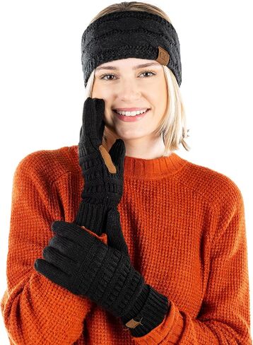 Funky Junque Matching Set Winter Headwrap Ear Warmer Headband Texting Gloves Bundle in Saudi Arabia