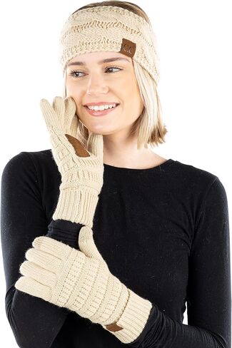 Funky Junque Matching Set Winter Headwrap Ear Warmer Headband Texting Gloves Bundle in Saudi Arabia