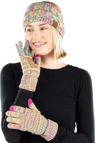 Funky Junque Matching Set Winter Headwrap Ear Warmer Headband Texting Gloves Bundle in Saudi Arabia