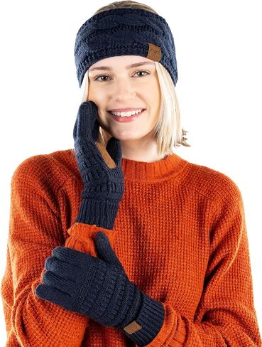 Funky Junque Matching Set Winter Headwrap Ear Warmer Headband Texting Gloves Bundle in Saudi Arabia