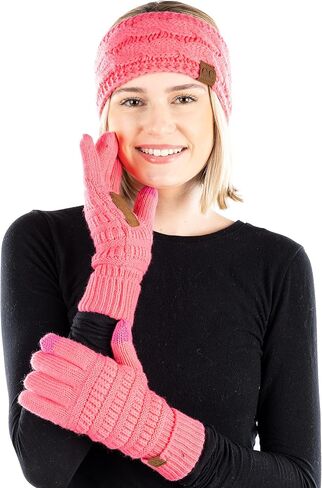 Funky Junque Matching Set Winter Headwrap Ear Warmer Headband Texting Gloves Bundle in Saudi Arabia