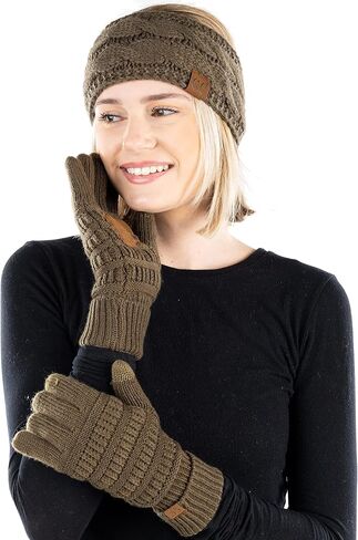 Funky Junque Matching Set Winter Headwrap Ear Warmer Headband Texting Gloves Bundle in Saudi Arabia