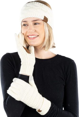 Funky Junque Matching Set Winter Headwrap Ear Warmer Headband Texting Gloves Bundle in Saudi Arabia