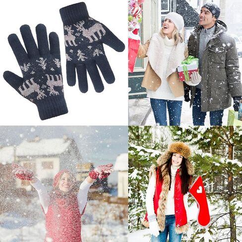 Christmas Thick Knit Gloves Winter Deer Knitted Warm Glove for Women&Girls in Kuwait