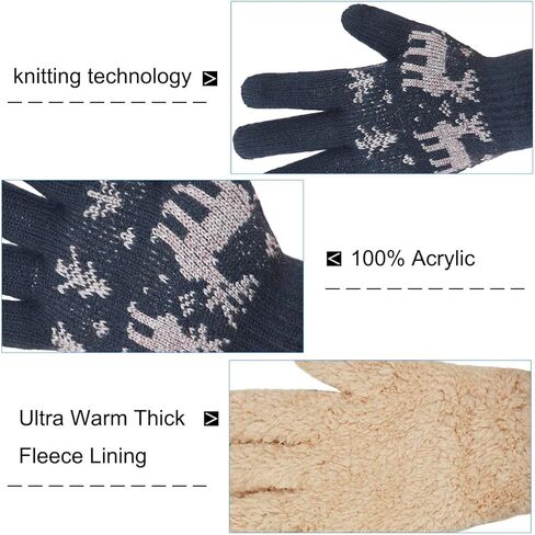 Christmas Thick Knit Gloves Winter Deer Knitted Warm Glove for Women&Girls in Kuwait