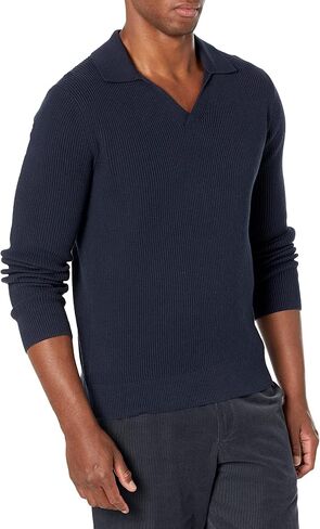Club Monaco Men's Ribbed Johnny Collar Sweater, Navy, X-Large in Saudi Arabia