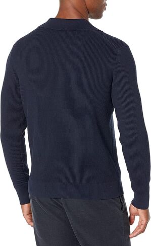 Club Monaco Men's Ribbed Johnny Collar Sweater, Navy, X-Large in Saudi Arabia