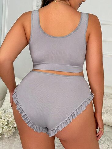 Floerns Women's Plus Size Cut Out No Show Light Support Bra and Panty Lingerie Set in Saudi Arabia